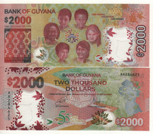 GUYANA   New Issue  2'000 Dollars  POLIMER. 2022. "55th  Anniversary Of Independence"  UNC - Guyana