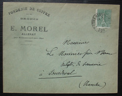 Allenay 1922 Par Béthencourt-sur-mer (Somme) E. Morel Fonderie De Cuivre Et De Bronze, Pour Sourdeval - 1921-1960: Periodo Moderno