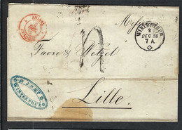 SUISSE PREPHIL.1859: LSC Du 2 Décembre De Winterthur (CAD) Pour Lille (France) Taxée  4 Décimes, CAD Rouge St Louis - ...-1845 Préphilatélie