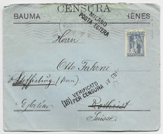 GRECE 25A SOLO LETTRE COVER 1916 TO SUISSE CENSURA - Cartas & Documentos