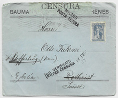 GRECE 25A SOLO LETTRE COVER 1916 TO SUISSE CENSURA - Briefe U. Dokumente