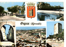 GIGNAC PLACE DE LA VICTOIRE BARRAGE RUELLE VUE GENERALE AERIENNE LA TOUR 1961 - Gignac