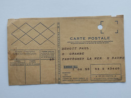 CARTE POSTALE MANDAT RADIODIFFUSION 1000 Francs Timbre Spécial 20 FAUCOGNEY LA MER (Haute-Saône 70) - Radiodifusión