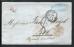 SUISSE PREPHIL.1862: LSC Du 24 Janvier De Frauenfeld (CAD) Pour Lille (France) Taxée  8 Décimes, CAD Rouge St Louis - ...-1845 Préphilatélie