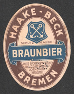 ETIQUETTE ANCIENNE  BIERE /  BRAUNBIER  HAAKE BECK BREMEN   D678 - Cerveza