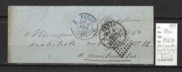 France - Lettre Paris Taxe 30 Annulée Par Losange évidé + Taxe 15 Bureau J -1858 - 1849-1876: Klassieke Periode
