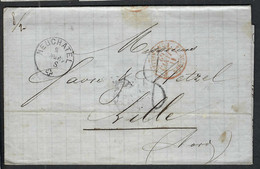 SUISSE PREPHIL.1862: LSC Du 11 Janvier De Neuchâtel (CAD) Pour Lille (France) Taxée 8 Décimes, CAD Rouge Pontarlier - ...-1845 Préphilatélie