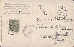 Egypte CAD Bureau Français à L'étranger Port Saïd 5 4 07 X2 Griffe Maritime Paquebot CPA Noces Juives YT 111 Blanc - Briefe U. Dokumente