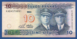 LITHUANIA - P.56 – 10 Litų1993 Circulated AVF, Serie N. KAB 4578891 - Litauen