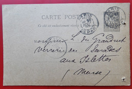 1892 Carte Lettre Publicitaire 55 LES ISLETTES LES SENADES Verrerie Du Granrut  Pour L. BONNET  75 PARIS 1er - Autres Communes
