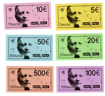 Lot De 6 Billets Euro De Jeu Monopoly. UROPOLY Jeu édité Pour Le 100ème Congrès D'urologie En 2006 - Ficción & Especímenes