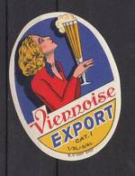 Ancienne étiquette Alcool Belgique Bière Viennoise Femme - Beer
