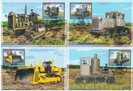 Russia 2021 Maximum Cards Card X4 The History Of Domestic Tractor Construction. Crawler Tractors - Tarjetas Máxima