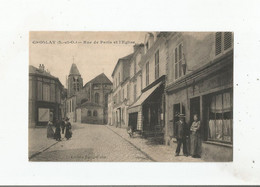 GROSLAY (S ET O)  RUE DE PARIS ET L'EGLISE (EPICERIE ET ANIMATION) 1916 - Groslay