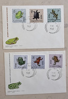 POLOGNE Grenouilles, Grenouille Batraciens. Frog, Ranas.  Yvert N° 1259/66  Complet Grenouilles 2 FDC, 1er Jour - Grenouilles