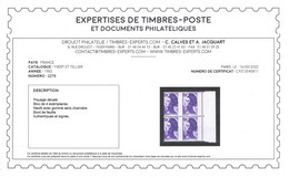 Signé CALVES & Certificat - Variété - Piquage à Cheval Sur YV 2276 En Bloc De 4 BdF, Liberté De Delacroix N** MNH , Rare - Ungebraucht