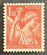FRA0652MNH1 - Type Iris - 1.50 F Brown-red MNH Stamp - 1944 - France YT 652 - 1939-44 Iris