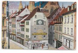 Cpa, 68, Mulhouse, Place De La Victoire ( Coin Rue Mercière) Avec église Protestante, Commerce, Dos Vierge Et Divisé - Mulhouse