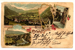 Litho Schweiz: Gruss Aus Dem Domleschg, Post Sils, 4 Bilder, Gel. 27.8.1898 - GR Grisons