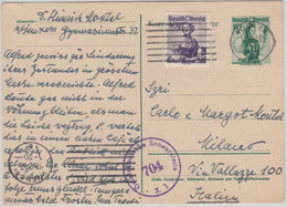 Österreich - 20 G Trachten Ganzsache/Zusatzfrankatur N. ITALIEN Wien 1949 Zensur - Enteros Postales