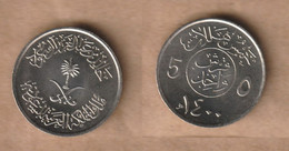 ARABIA SAUDITA 1 Qirsh / 5 Halalāt - Khalid 1400  Copper-nickel • 2.5 G • ⌀ 19.5 Mm KM# 53, Schön# 3 - Saudi-Arabien