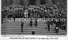 PROCLAMATION OF KING GEORGE V AT LEEDS 1910 OLD B/W POSTCARD YORKSHIRE - Leeds