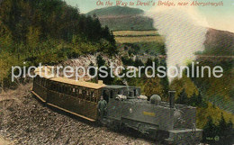 ABERYSTWYTH ON THE WAY TO DEVILS BRIDGE OLD COLOUR POSTCARD TRAIN WALES - Cardiganshire