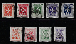 ITALY RHODES 1934 POSTAGE DUE SCOTT J1-J9 CANCELLED HIGH VALUES - Egée (Rodi)