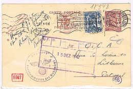 Entier Postal Avec Censure Allemande - 1935-1949 Petit Sceau De L'Etat