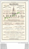 PUB De 1882 Matériel Pour Mines Carrières BURTON & Fils Quai Jemmapes PARIS Ateliers De Construction De CREIL LE BRU - Publicidad