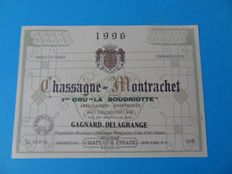 Etiquette De Vin Chassagne Montrachet 1er Cru La Boudriotte 1996 Gagnard Delagrange Export - Bourgogne
