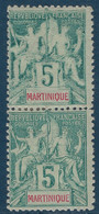 France Colonies Martinique N°34*  5c Vert En Paire Avec Une Superbe Variété D'impression Détruite !! RR Signé SCHELLER - Neufs