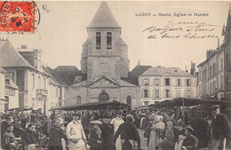 77-LAGNY-MAIRIE , EGLISE ET MARCHE - Lagny Sur Marne