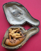 Vieille Pipe En écume Femme Nue Pipe Old Naked Woman Rohr Alte Nackte Frau & Boite Manque Bout D'ambre - Meerschaum Pipes