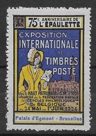 Belgique Vignette Bruxelles Exposition Philatélique 1924 - Neuf ** Sans Charnière - TB - Philatelic Fairs