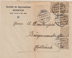 27930# ENVELOPPE SOCIETE DE GYMNASTIQUE BONNEVOIE Obl LUXEMBOURG 1917 Pour HOLLERICH SPORT GYMNASTIC - 1907-24 Ecusson