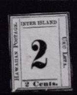 HAWAII 1864 2 Cents Black  Wove Paper Numeral Mint (thinned) - Hawaï