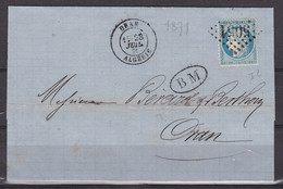 ALGERIE N°37 Sur Lettre De Oran (GC5051) Datée Du 28 Juil 71 + BM Adressée à Oran - 1849-1876: Klassik