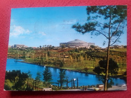 CARTOLINA POSTALE POSTAL ITALIA ITALY ROMA ROME ZONA EUR PALAZZO DELLO SPORT PALACIO DE LOS DEPORTES E Y LAGO OLÍMPICO.. - Stadien & Sportanlagen