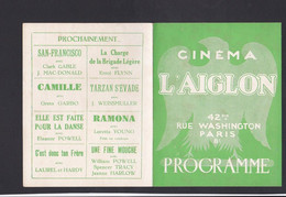 Programme Du Cinéma L'Aiglon Rue De Washington à Paris. Mars 1937 - Programma's