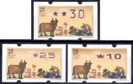 2021 Chine Macao Macau ATM Stamps Année Du Buffle / Tous Types D'imprimantes Klussendorf Nagler Automatenmarken - Automatenmarken