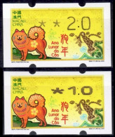 2018 Chine Macao Macau ATM Stamps Année Du Chien / Les Deux Types D'imprimantes Klussendorf Nagler Distributeur - Automaten