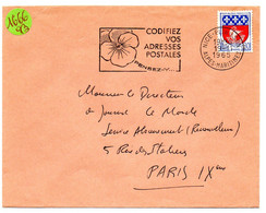 ALPES Mmes - Dépt N° 06 = NICE Pl. WILSON 1965 = FLAMME Non Codée =  SECAP  ' PENSEZ + CODIFIEZ' = Pensée N° 1 - Código Postal