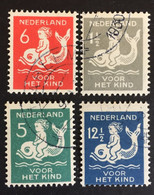 1929 - Netherlands - Paesi Bassi - Child On Dolphin - 4 Stamps - Used - A2 - Usados