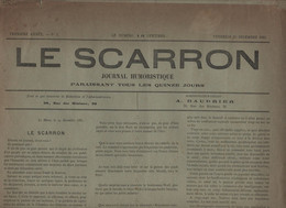 LE SCARRON 25 12 1885 JOURNAL HUMORISTIQUE NUMERO 1 / LE MANS - POETE PAUL SCARRON - PUBLICITES LOCALES - 1850 - 1899