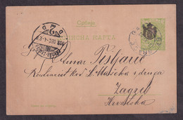 SERBIA - Stationery Sent From Beograd To Zagreb 1903 / 2 Scans - Serbia
