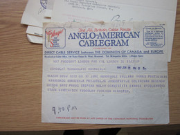 Anglo American Cablegram   Consulat Yugoslave Montreal 1942 WW2 William Birks Received The Decoration - Kanada