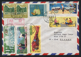 China (PRC) 1980 Air Mail Cover From Peking To Switzerland Bearing Colourful Franking Including Complete Set - Covers & Documents