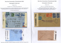 SCANDINAVIA Range Of Covers Neatly Written Up On Leaves Incl. WWII Censored Mail With Several To USA Via Bermuda, German - Sonstige & Ohne Zuordnung