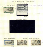 1938-53 Miscellaneous Printing Varieties (5) Incl. 1s P.13 Re-entry CW22a, M & VFU Examples. - Sonstige & Ohne Zuordnung